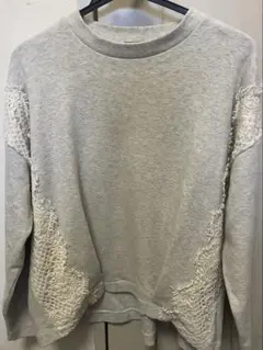 niko and... レース装飾 グレー 長袖スウェット