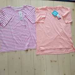 160サイズ ピンクと白のストライプ Tシャツ