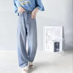 【新品】クラシカルエルフ　ゆったりハイウエストワイドストレート無地デニムXXXL