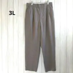【大きいサイズ】3L ブラウン プリーツ入り カジュアルパンツ ゴムウエスト