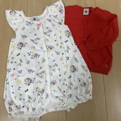 プチバトー　12m/74cm カバーオール　ロンパース　カーディガン