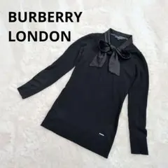 ✨美品✨バーバリーロンドン ニット ボウタイ ノバチェック シルク ブラックのサムネイル
