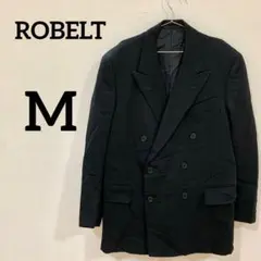 【ROBELT ダブルブレスト テーラードジャケット ブラック M相当】