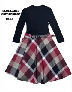 美品✨ ブルーレーベルクレストブリッジ ドッキング ワンピース チェック 赤