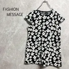 a0083【USED】花柄半袖Tシャツ トップス M ブラック フラワー柄