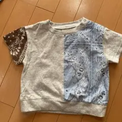 petit main バンダナ柄切替 半袖Tシャツ 80cmのサムネイル