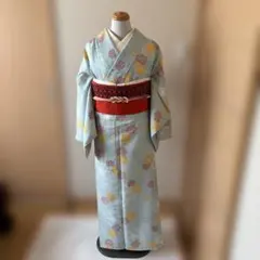 値下げしました！！単衣の着物、2部式帯セット