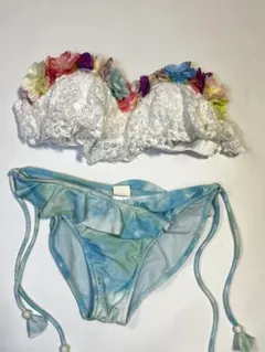 レディース ビキニ 9M 花モチーフ レース フリル 水着 セパレート