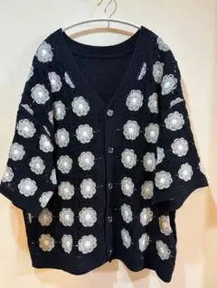 ロデオクラウン　クロッシェ風花柄刺繍 サマーニットカーディガン　ユニセックス