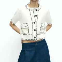 ZARA ステッチ入りショートスリーブニットジャケットのサムネイル
