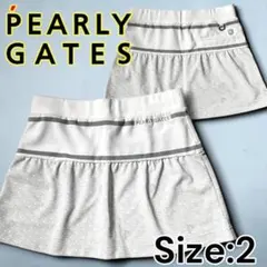 サイズ2 パーリーゲイツ 定価3万 日本製 ハリ感 モノグラム総柄スカート 白