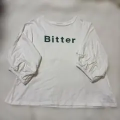 Samansa Mos2 ロゴTシャツ ホワイト　7分袖　ボリューム袖