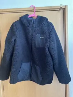 ROXY フリースジャケット 花柄 黒　リバーシブル