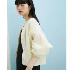WEB限定　アダムエロペ AER FEMME メッシュパールカーディガン 白