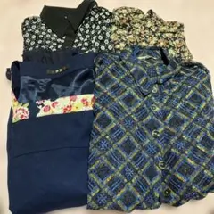 婦人服夏用L〜フリーサイズまとめ売り４点上着ブラウスレース状花柄模様