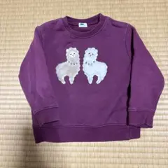 アルパカ刺繍 紫色 トレーナー