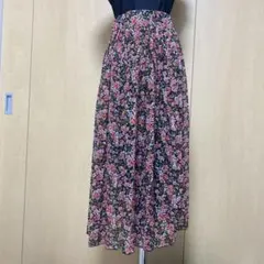 花柄 プリーツスカート ロング丈