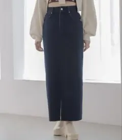 Heather　デニムスリットロングスカート　インディゴブルー　 S