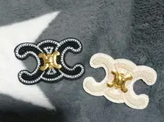 ゴールド金属付 ワッペン のり付き 2点セット