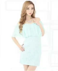 キャバドレス ミニ タイト オフショル グリーン dezzy store