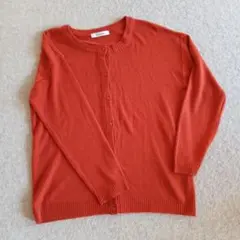 くすんだオレンジ色 長袖薄手カーディガン