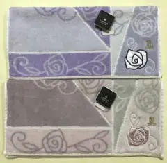 ③ランバン　タオルハンカチ　２枚　バラ　薔薇　 ライラック