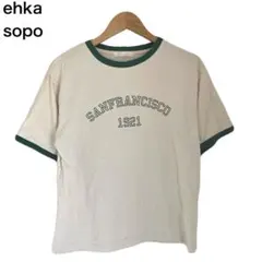 エヘカソポ　リンガーTシャツ　サンフランシスコ　プリント　レディース　半袖　丸首