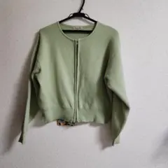 SM2ライトグリーン 長袖ニットカーディガン