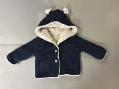 Gap クマさんフード付きふわふわアウター　ネイビー　3-6month
