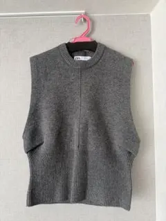 ZARA グレー ノースリーブ ニットベスト M