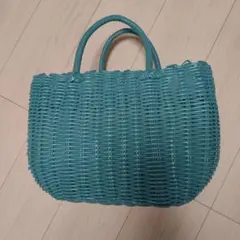 ‼️お値下ターコイズラタン風ビニールトートバッグ　ピクニック　買い物バッグ