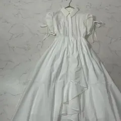 And Couture 切替 ワントーン 半袖 フレア ロング ワンピース F