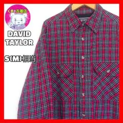 usa古着 90s DAVID TAYLOR ネルシャツ S チェック レッド