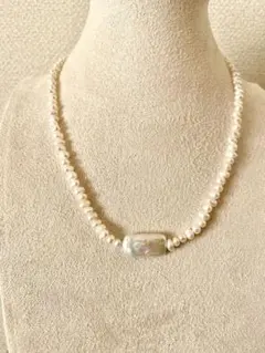 淡水パールスクエア型ネックレス