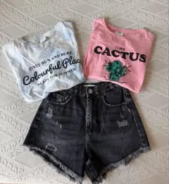 ZARA 女の子 夏服 3点セット Tシャツ デニムショートパンツ 134cm