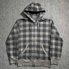 OLD UNIQLO オンブレチェック ダブルジップ パーカー 短丈 Y2K