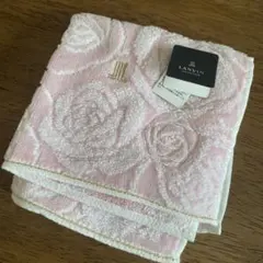 【新品】LANVIN バラ刺繍ハンカチ ピンク