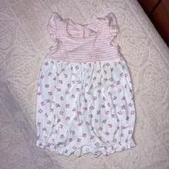 2wayロンパース 50cm 新生児用 Gap 女の子ピンク 花柄ボーダー