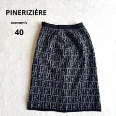 【極美品】PINERIZIÈRE 祖卡圖案針織裙 灰色 黑色 40