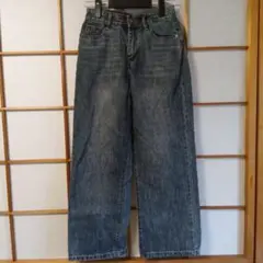 ダークブルーワイドレッグデニム L