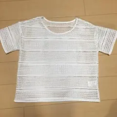 ナノユニバース＊ボックスデザイン透かし編みトップス＊ F