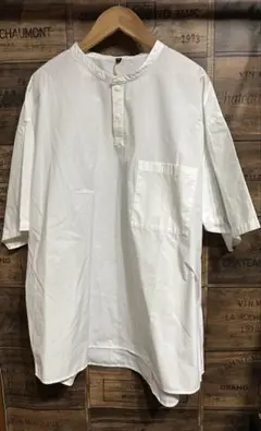 無印良品 ヘンリーネック半袖布帛Tシャツ 白 XLのサムネイル