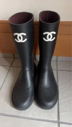 CHANEL レインブーツ ロング ブラック 36 - メルカリ