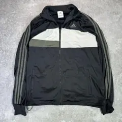 00s adidas トラックジャケット【XL】配色◎　ドローコード　光沢