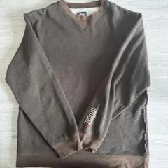 old Stussy ブラウン Vネック トレーナー Lサイズ