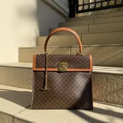 CELINE セリーヌ マカダム柄 ハンドバッグ ガンチーニ PVCレザー