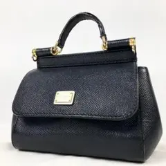 ドルチェ&ガッバーナ シシリースモール ミニハンドバッグ 黒 レザー ロゴのサムネイル