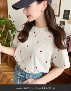 ハート柄 グレー Tシャツ Mサイズ