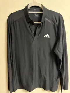 adidas 黒 長袖ポロシャツ L