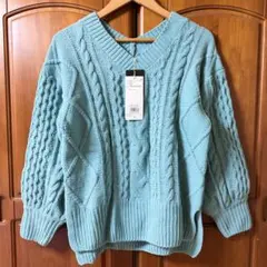 新品 AZUL BY MOUSSY シェニールケーブルVネックニット Sサイズ